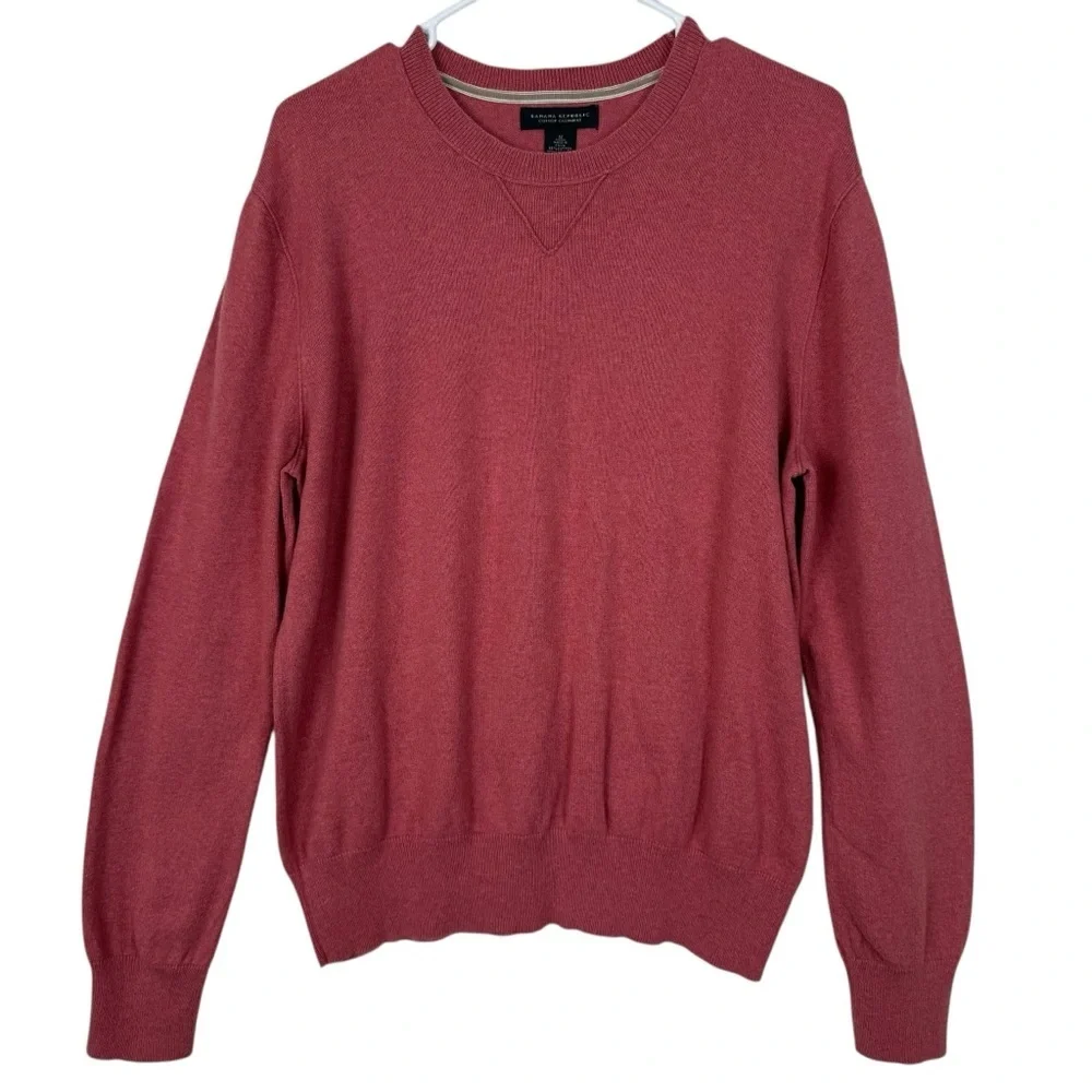 Banana Republic Y2K Cotton-Cashmere Crewneck Sweater Coral/Brick Red Mens Medium